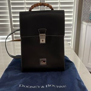 Dooney & Bourke Black Leather Backpack with Bamboo Handle